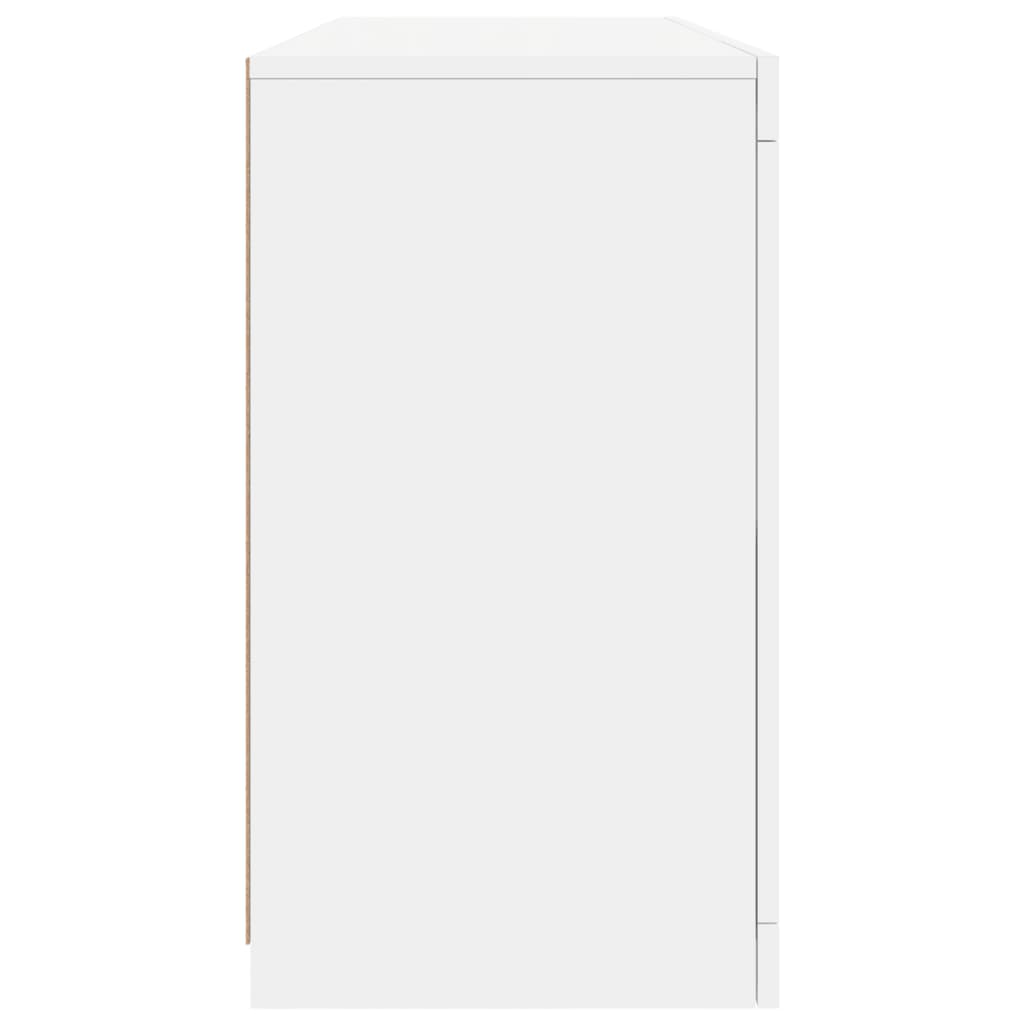 Šoninė spintelė su LED lemputėmis, balta, 142,5x37x67cm