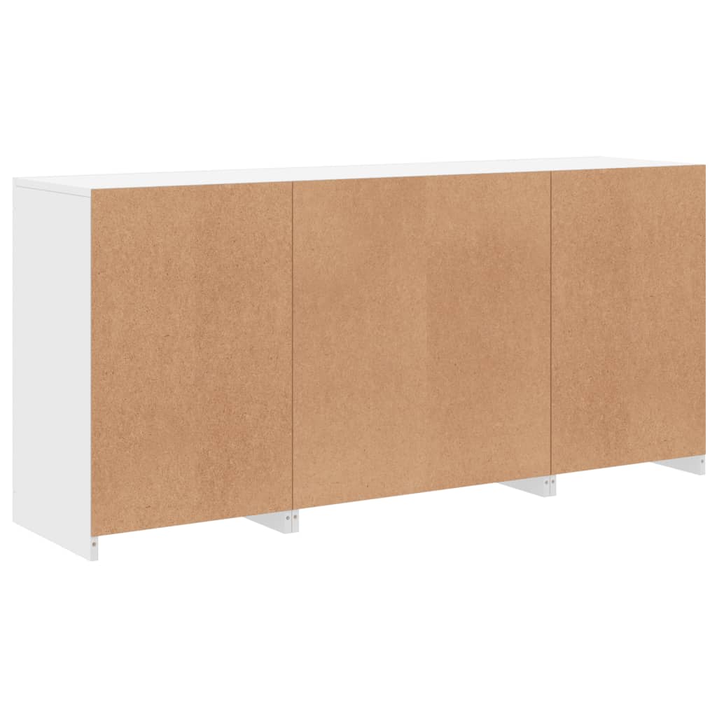 Šoninė spintelė su LED lemputėmis, balta, 142,5x37x67cm
