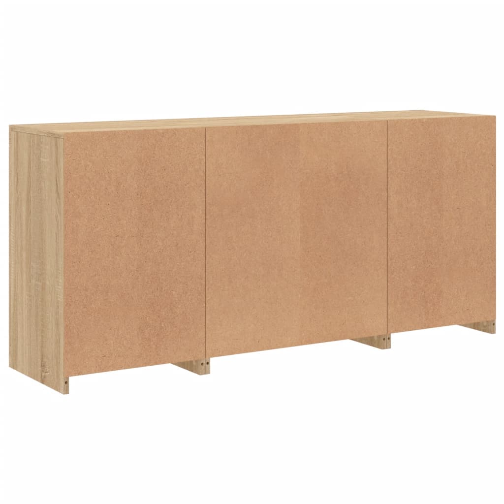 Sideboard with LED lights, oak, 142.5x37x67cm