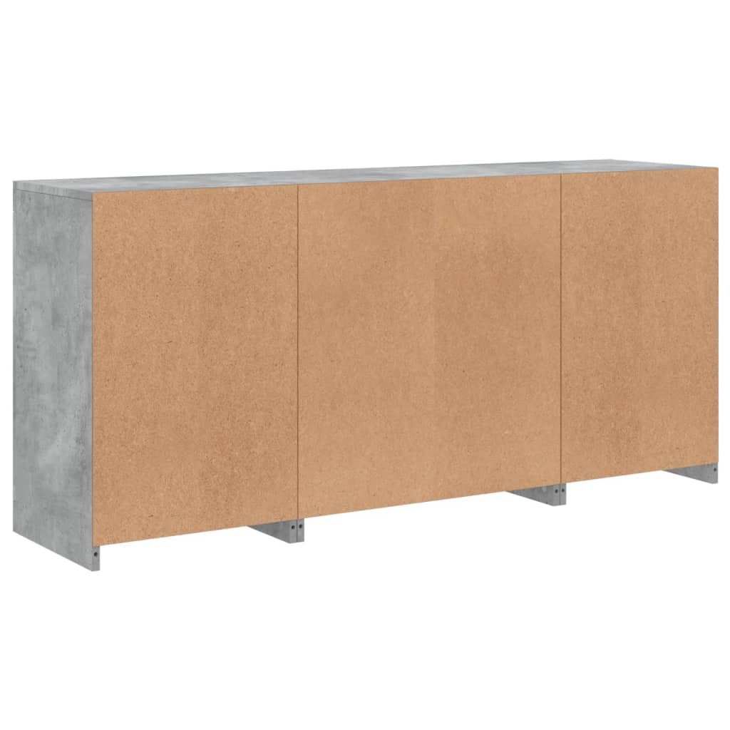 Šoninė spintelė su LED lemputėmis, betono pilka, 142,5x37x67cm