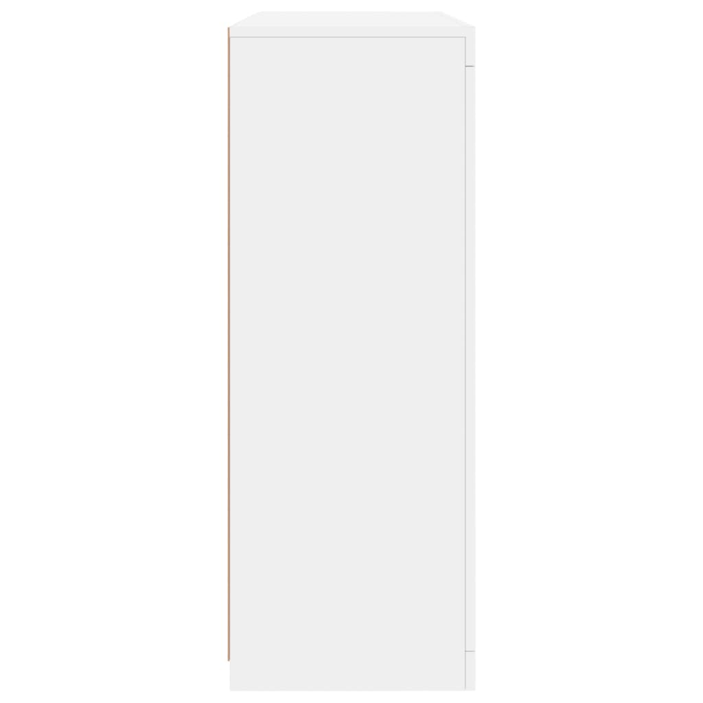 Šoninės spintelės su LED, 3vnt., baltos, apdirbta mediena