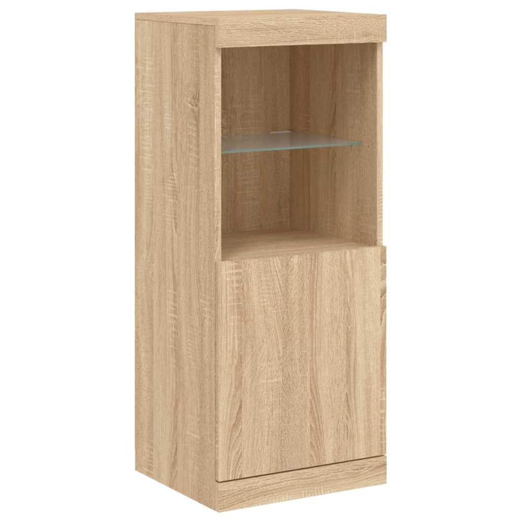 LED sideboards, 3 pcs, oak, engineered wood