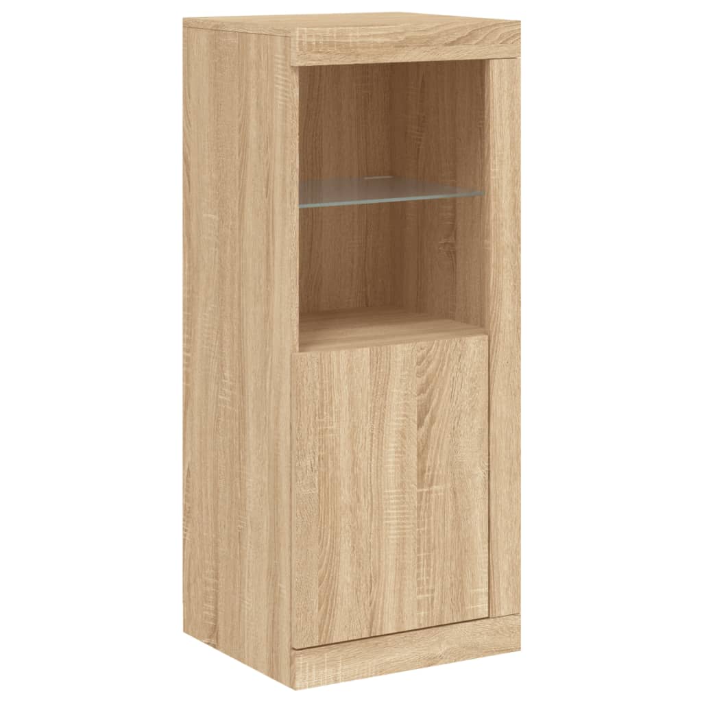 LED sideboards, 3 pcs, oak, engineered wood
