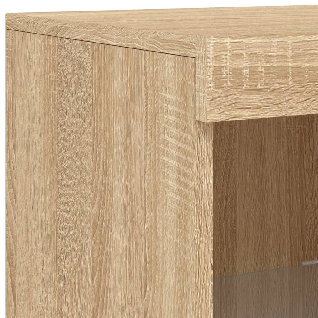LED sideboards, 3 pcs, oak, engineered wood