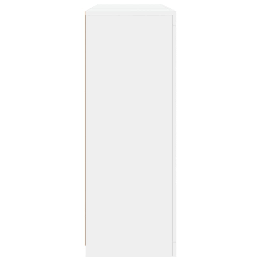 Šoninės spintelės su LED, 3vnt., baltos, apdirbta mediena