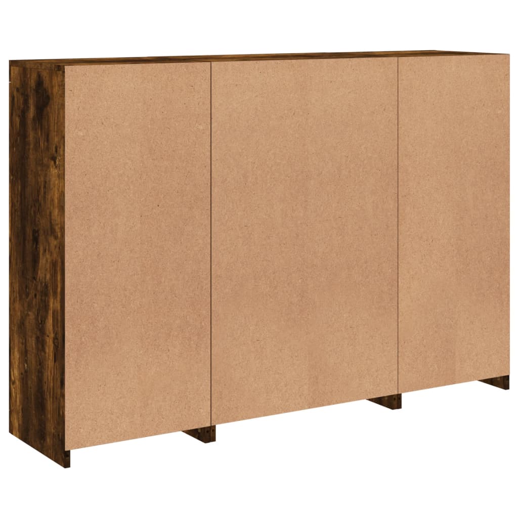 Sideboards with LED, 3 pcs, smoked oak, engineered wood