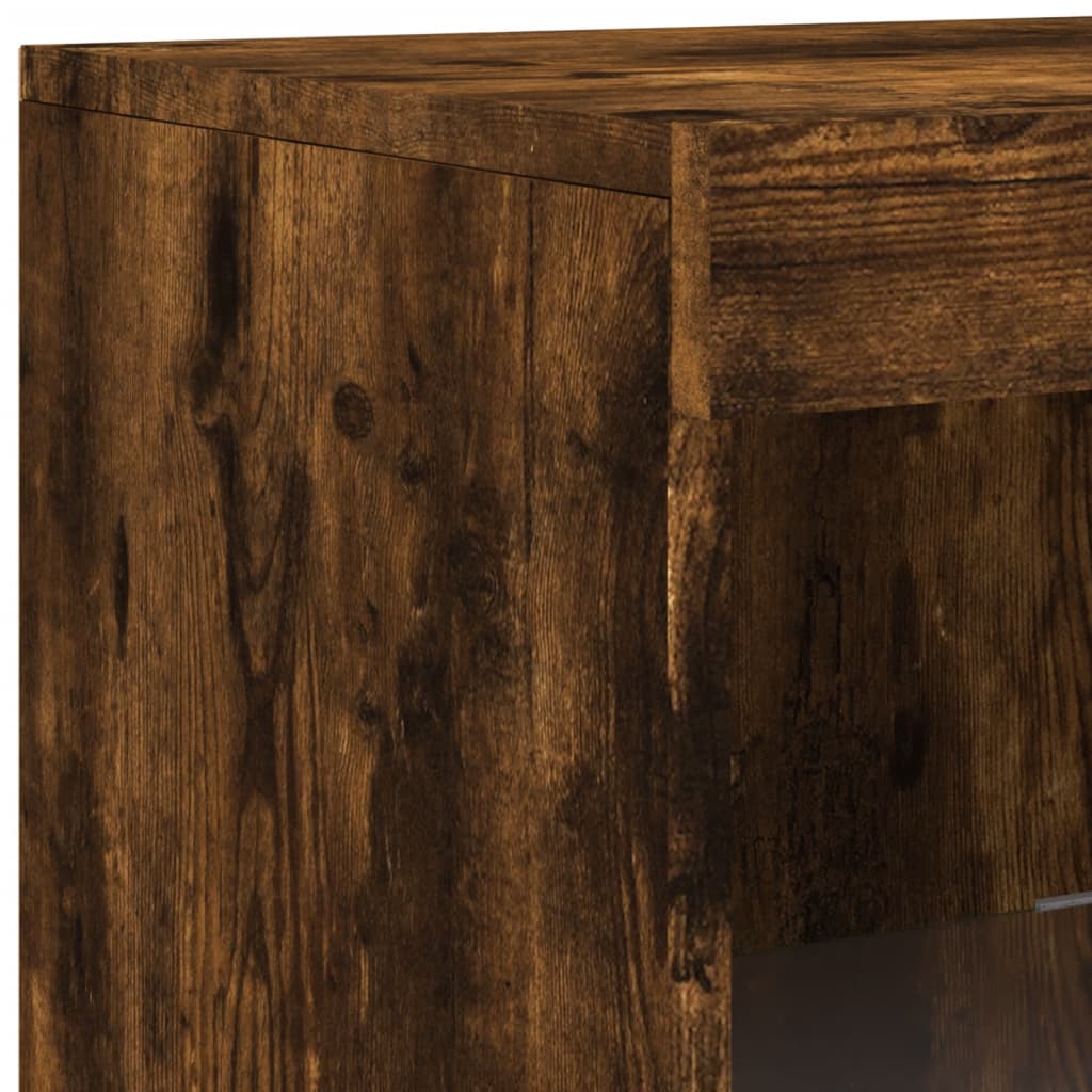 Sideboards with LED, 3 pcs, smoked oak, engineered wood
