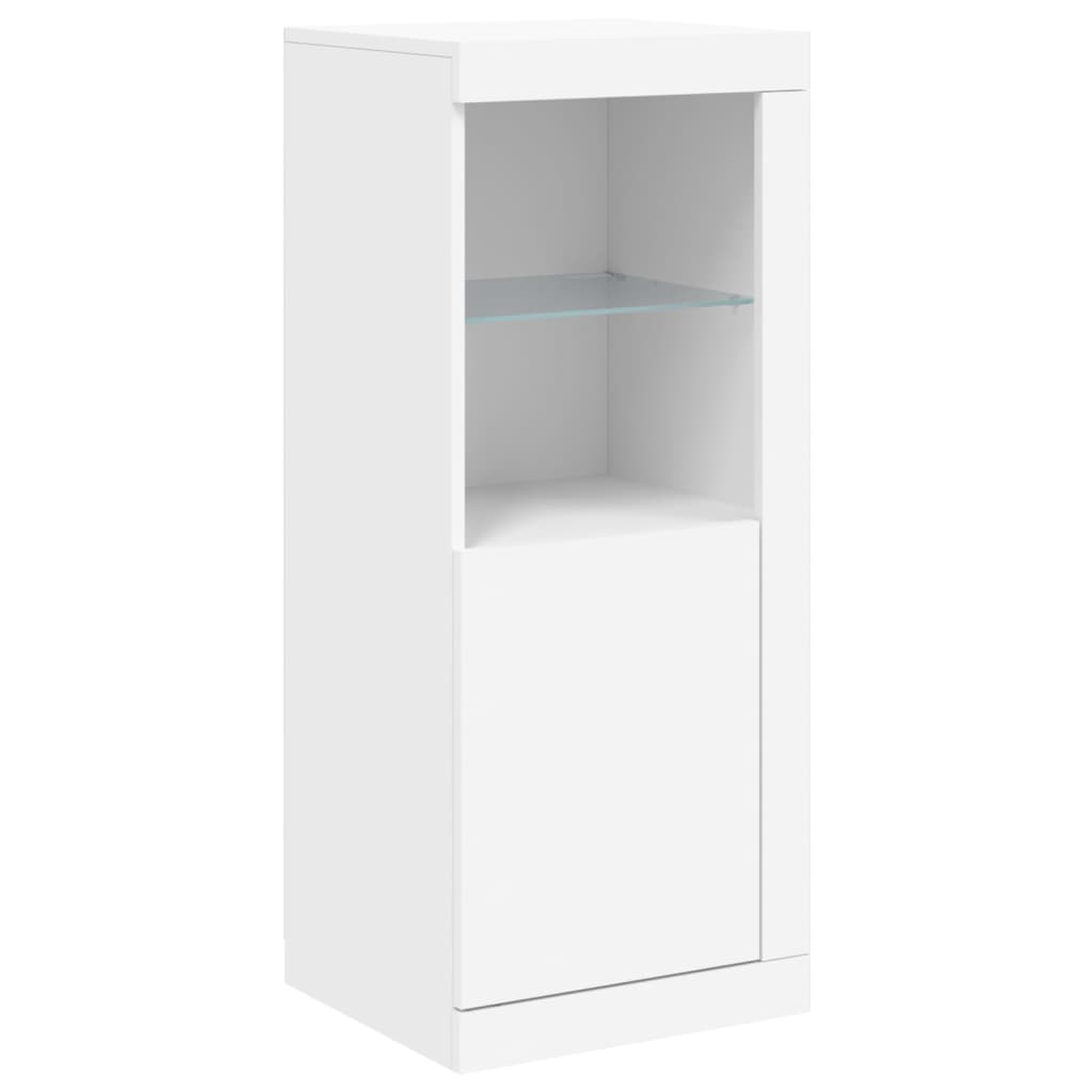 Side cabinets with LED, 3 pcs., white, engineered wood