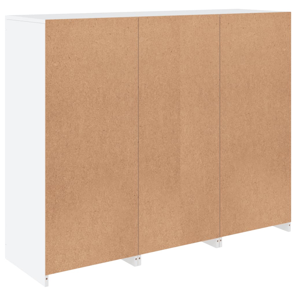 Side cabinets with LED, 3 pcs., white, engineered wood