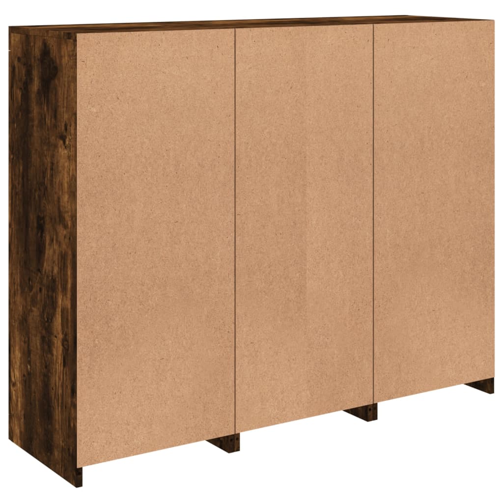 Sideboards with LED, 3 pcs, smoked oak, engineered wood