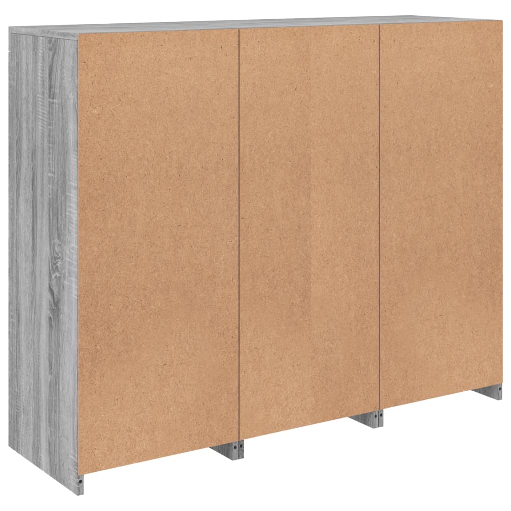 Sideboards with LED, 3 pcs, grey oak, wood