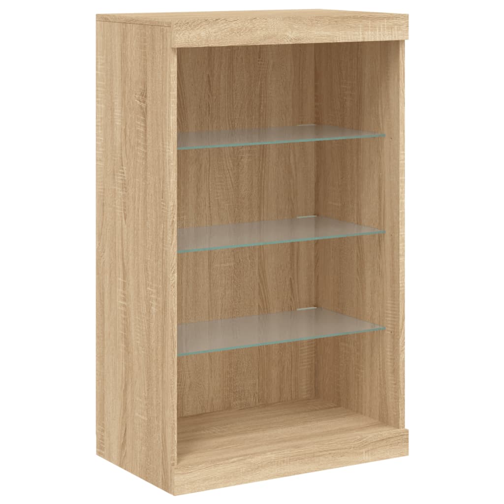 LED sideboards, 3 pcs, oak, engineered wood