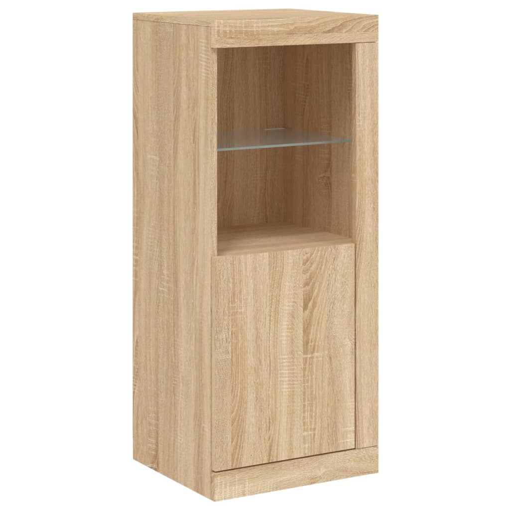 LED sideboards, 3 pcs, oak, engineered wood