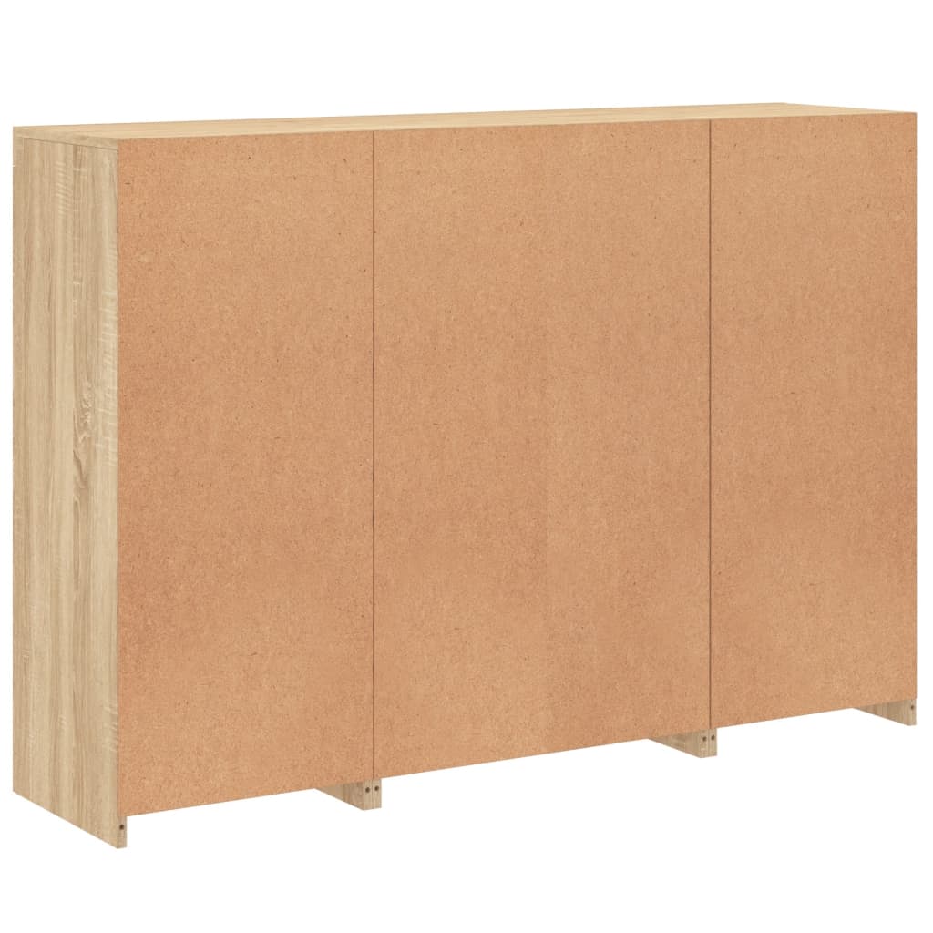 LED sideboards, 3 pcs, oak, engineered wood