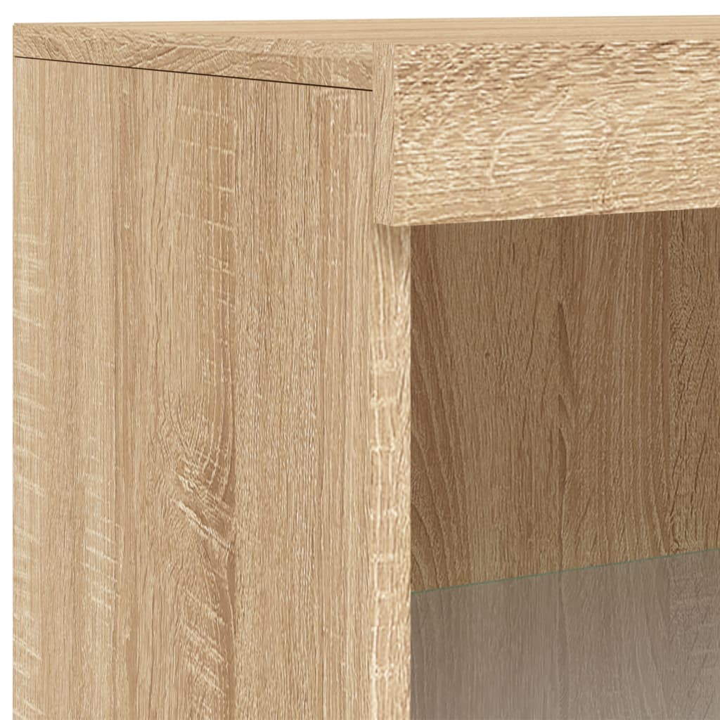 LED sideboards, 3 pcs, oak, engineered wood