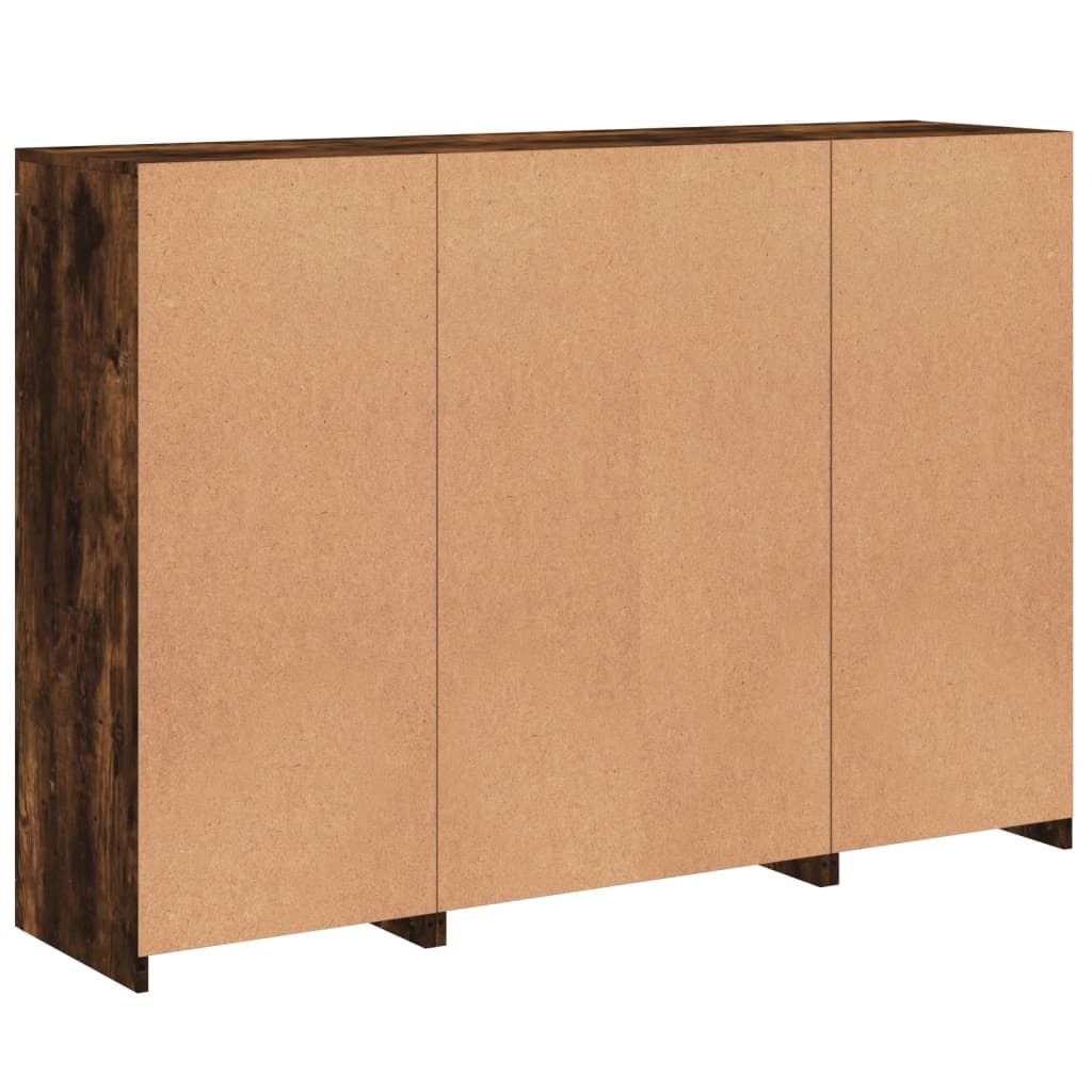 Sideboards with LED, 3 pcs, smoked oak, engineered wood