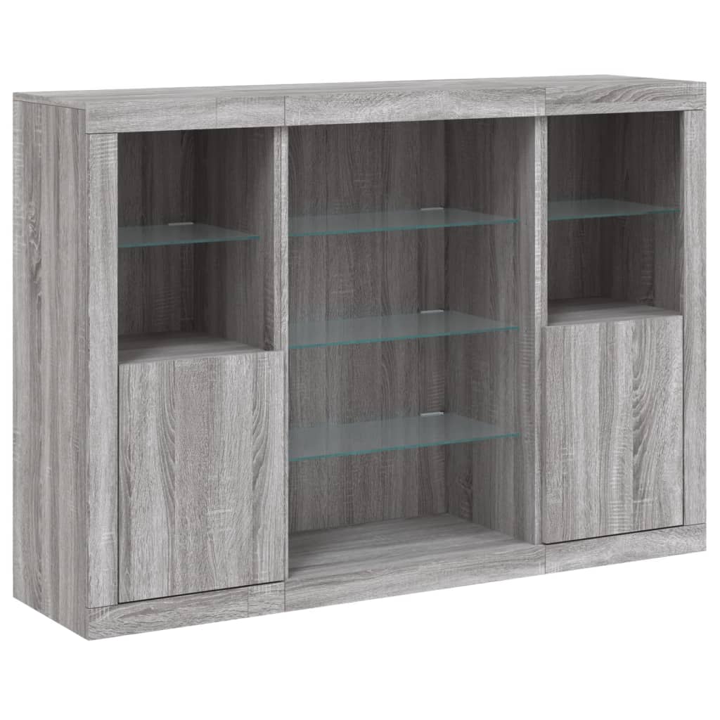 Sideboards with LED, 3 pcs, grey oak, wood
