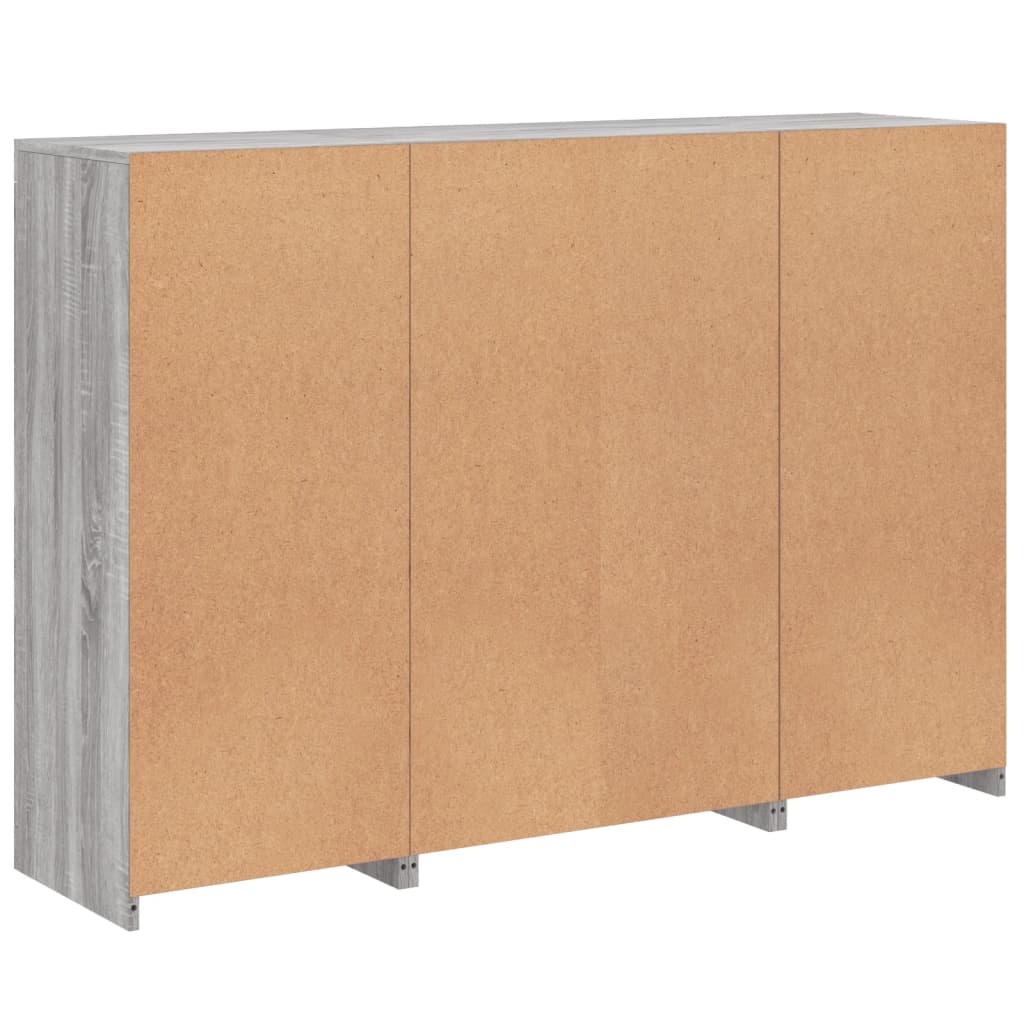 Sideboards with LED, 3 pcs, grey oak, wood
