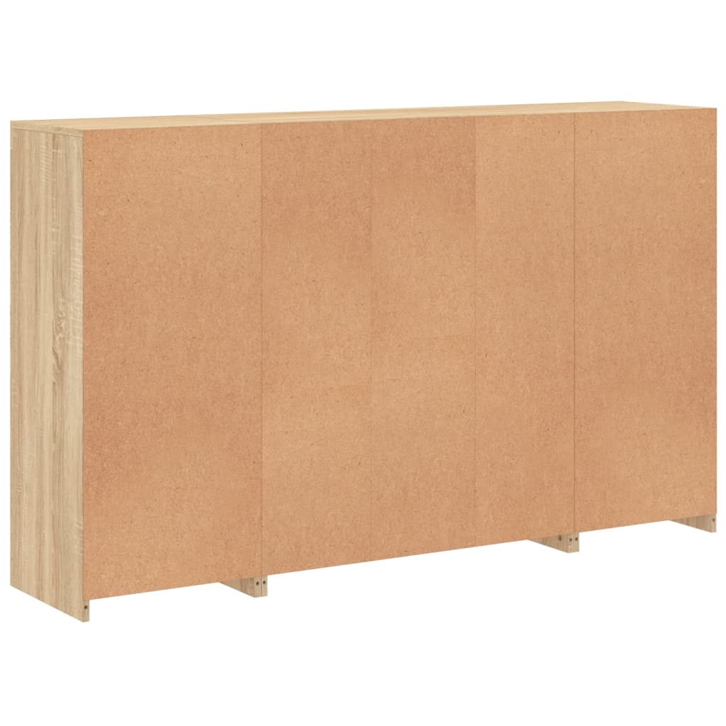 LED sideboards, 3 pcs, oak, engineered wood