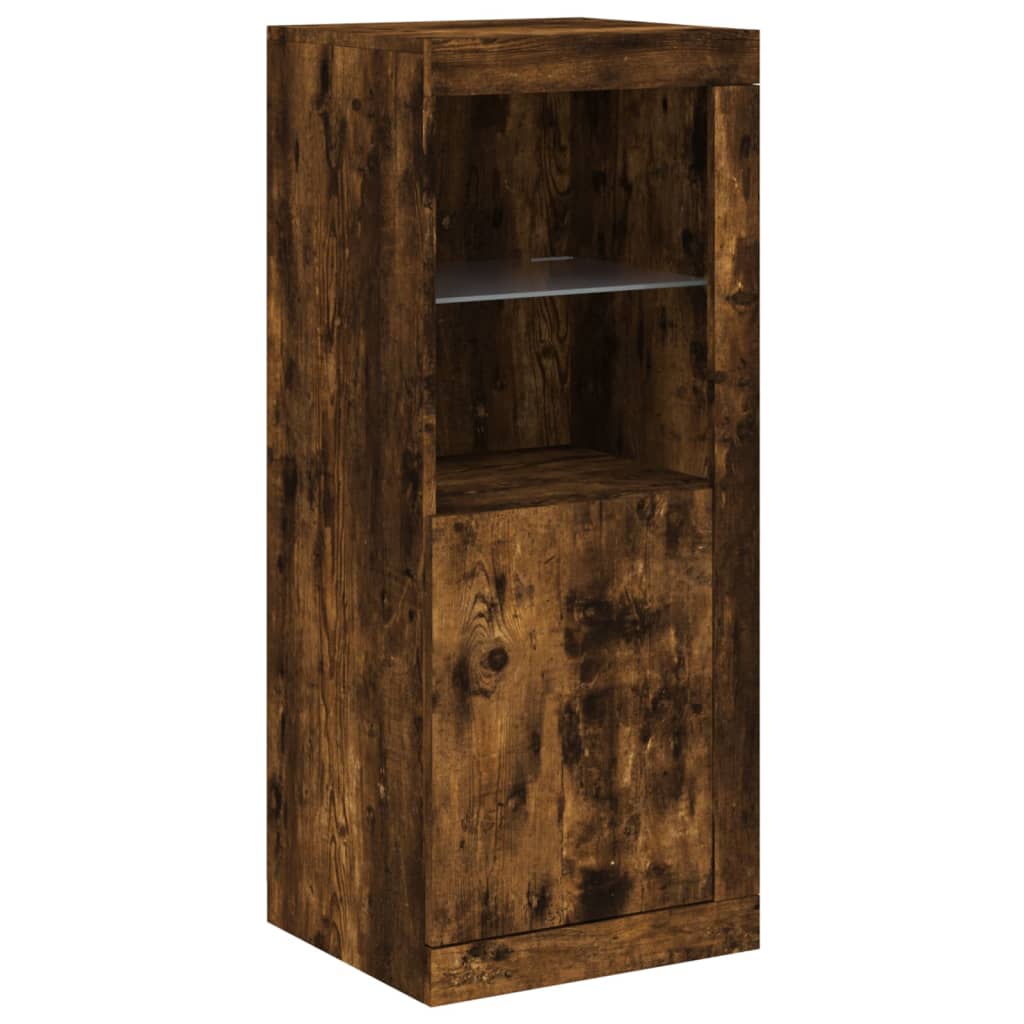 Sideboards with LED, 3 pcs, smoked oak, engineered wood