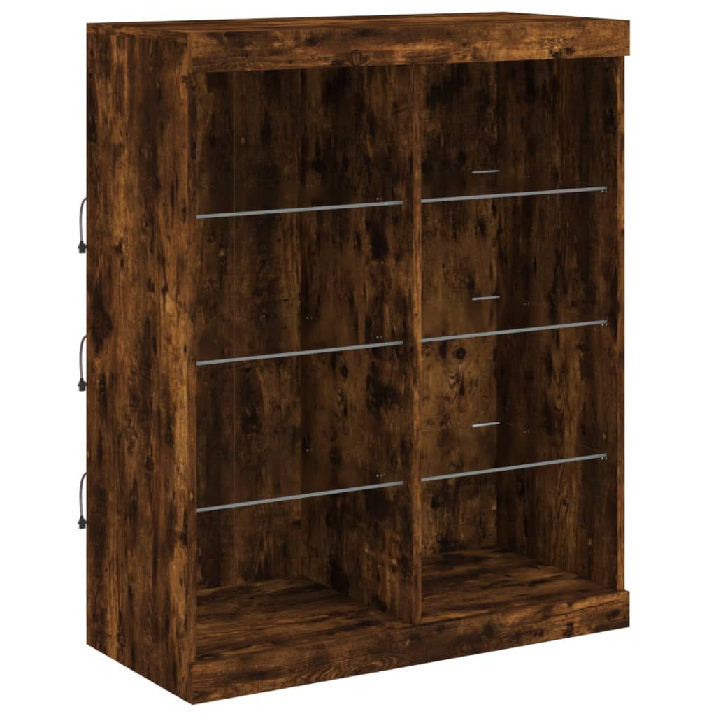 Sideboards with LED, 3 pcs, smoked oak, engineered wood