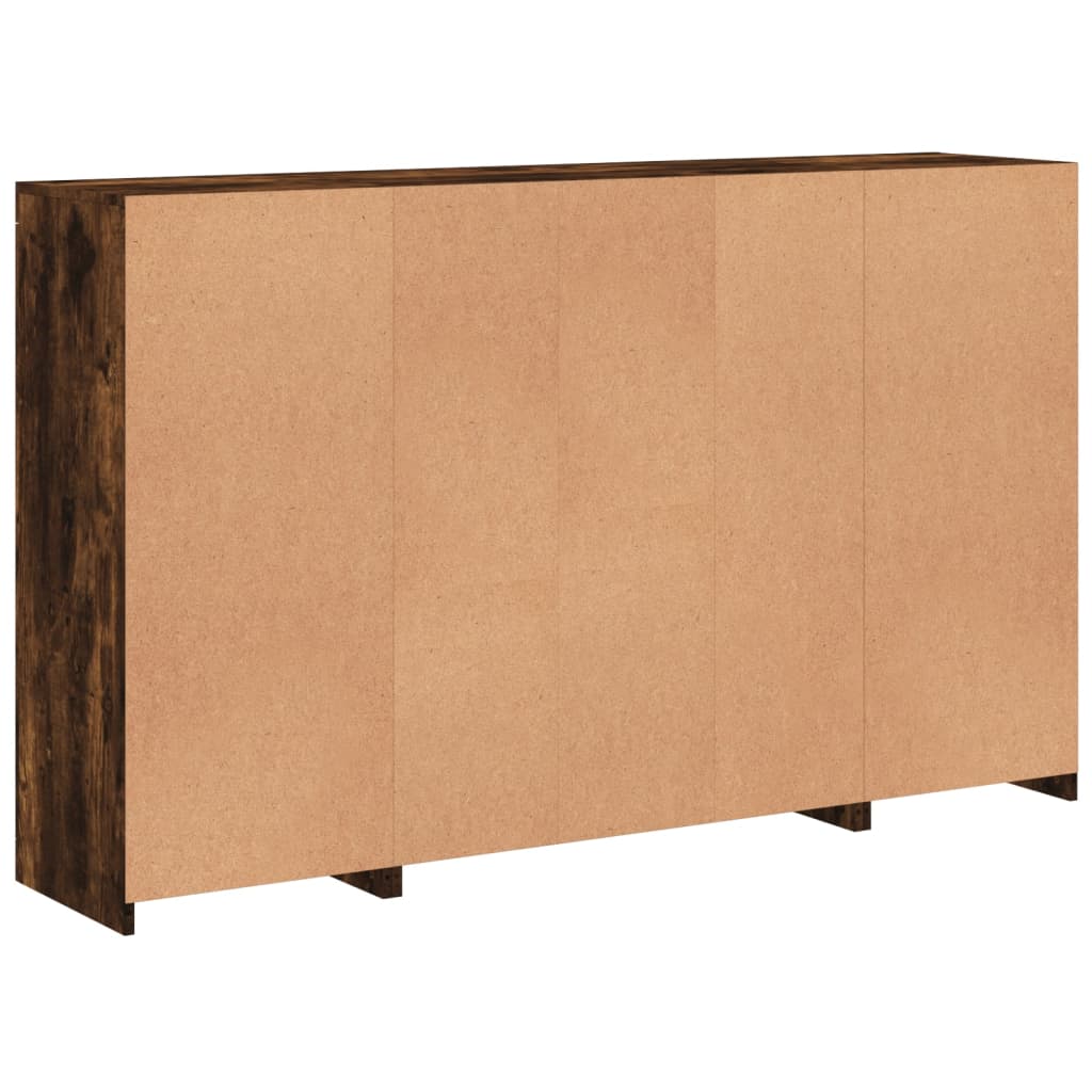 Sideboards with LED, 3 pcs, smoked oak, engineered wood