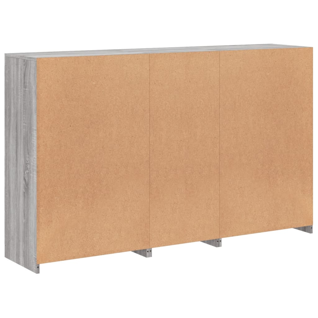 Sideboard with LED lights, grey oak, 162x37x100cm