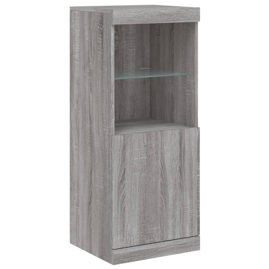 Sideboard with LED lights, grey oak, 162x37x100cm