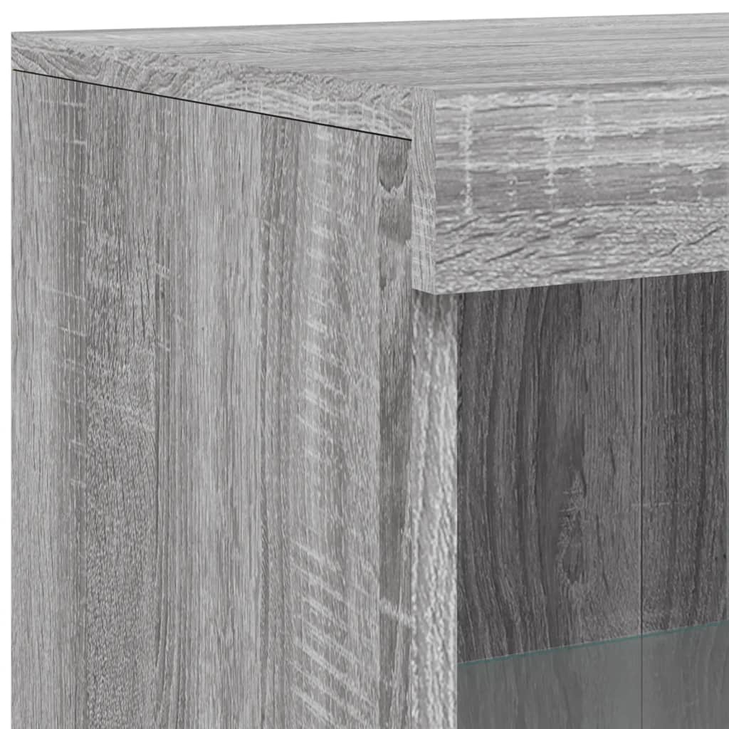 Sideboard with LED lights, grey oak, 162x37x100cm