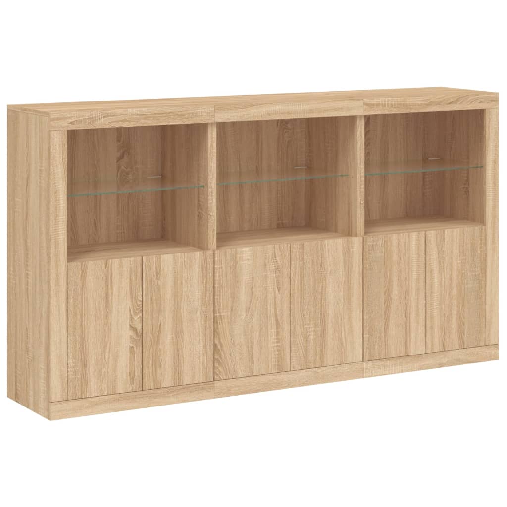 Sānu skapītis ar LED apgaismojumu, ozolkoka, 181,5x37x100 cm