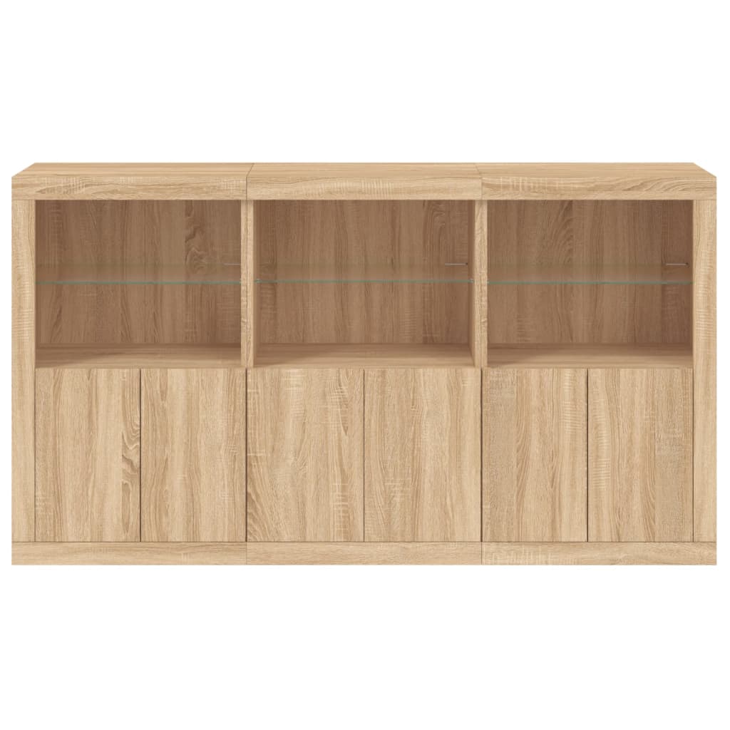 Sānu skapītis ar LED apgaismojumu, ozolkoka, 181,5x37x100 cm