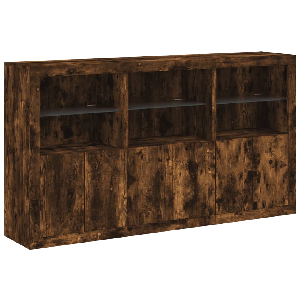 Šoninė spintelė su LED lemputėmis, dūminė, 181,5x37x100cm