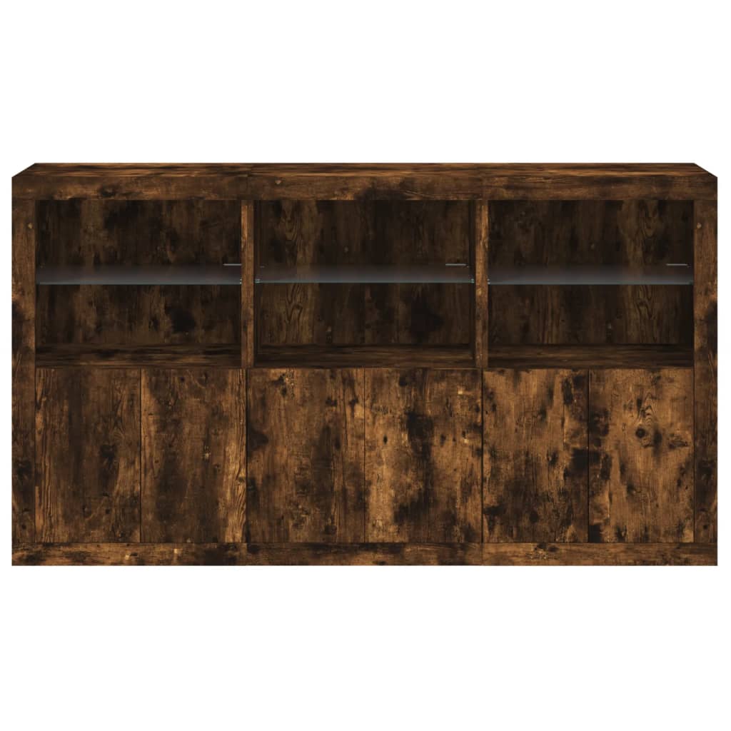 Šoninė spintelė su LED lemputėmis, dūminė, 181,5x37x100cm