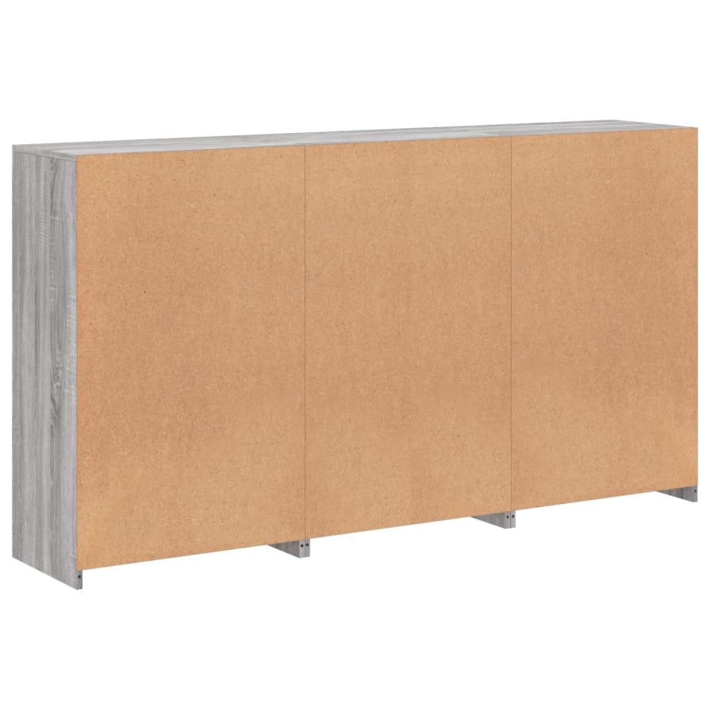 Sideboard with LED lights, grey oak, 181.5x37x100cm