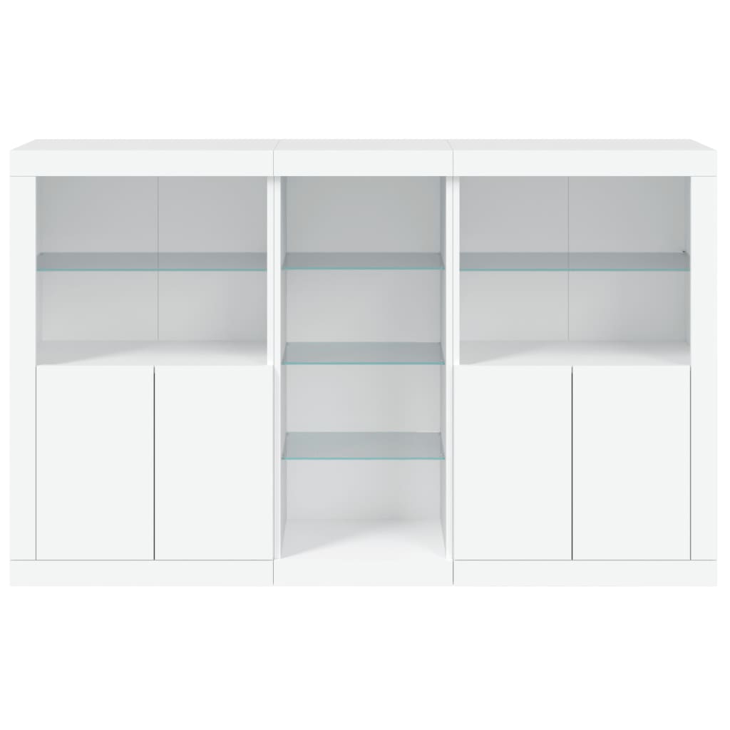Sideboard with LED lights, white, 162x37x100cm