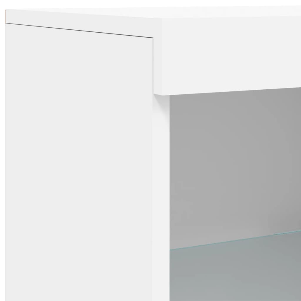 Sideboard with LED lights, white, 162x37x100cm