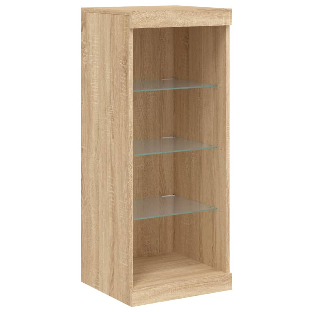 Sideboard with LED lights, oak colour, 162x37x100cm