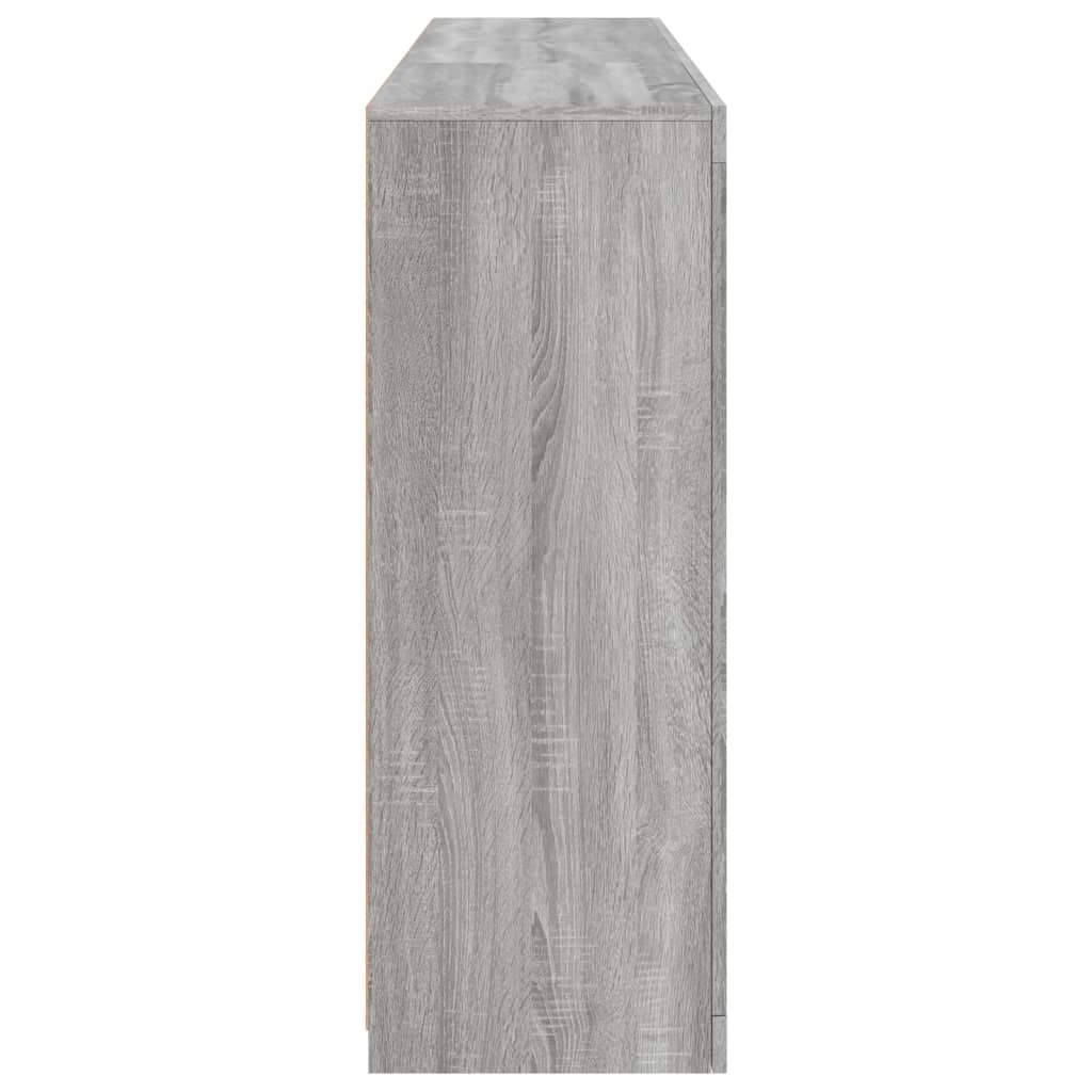 Sideboard with LED lights, grey oak, 162x37x100cm