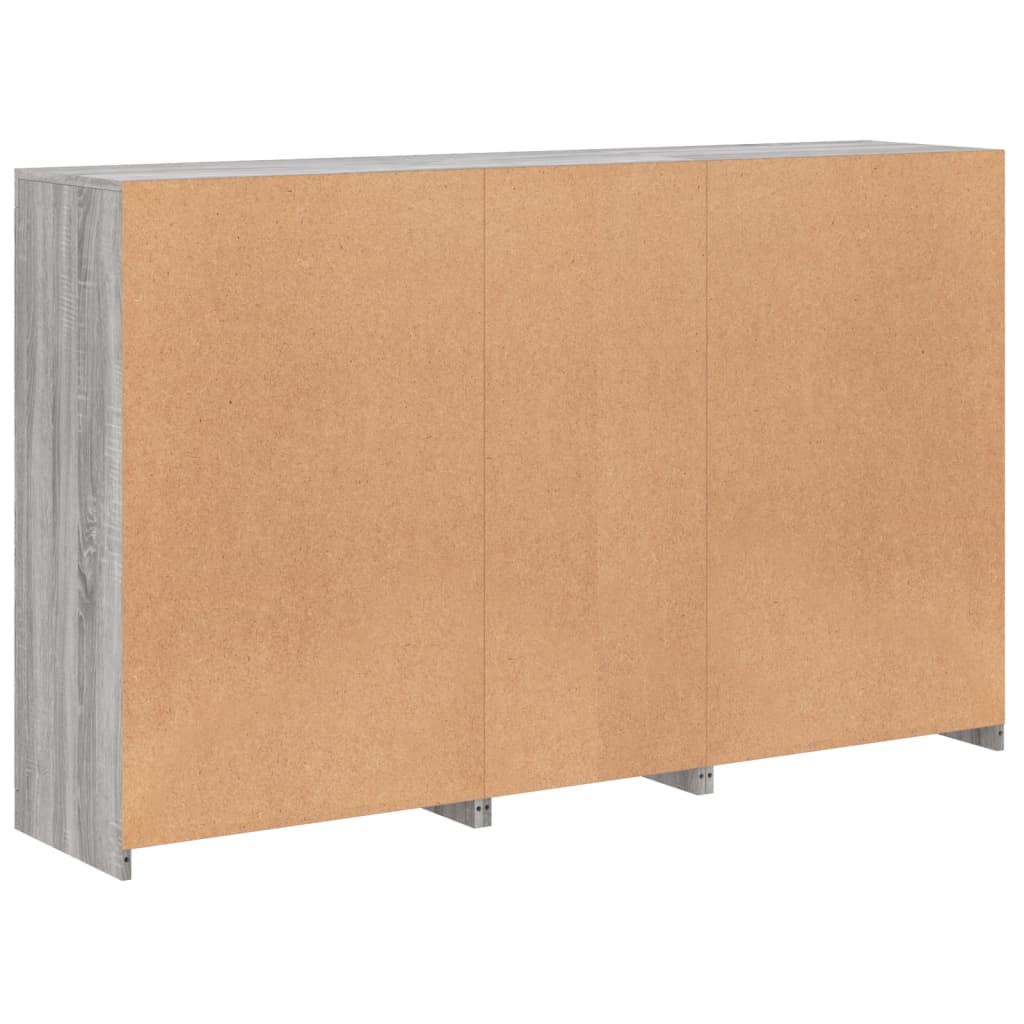 Sideboard with LED lights, grey oak, 162x37x100cm