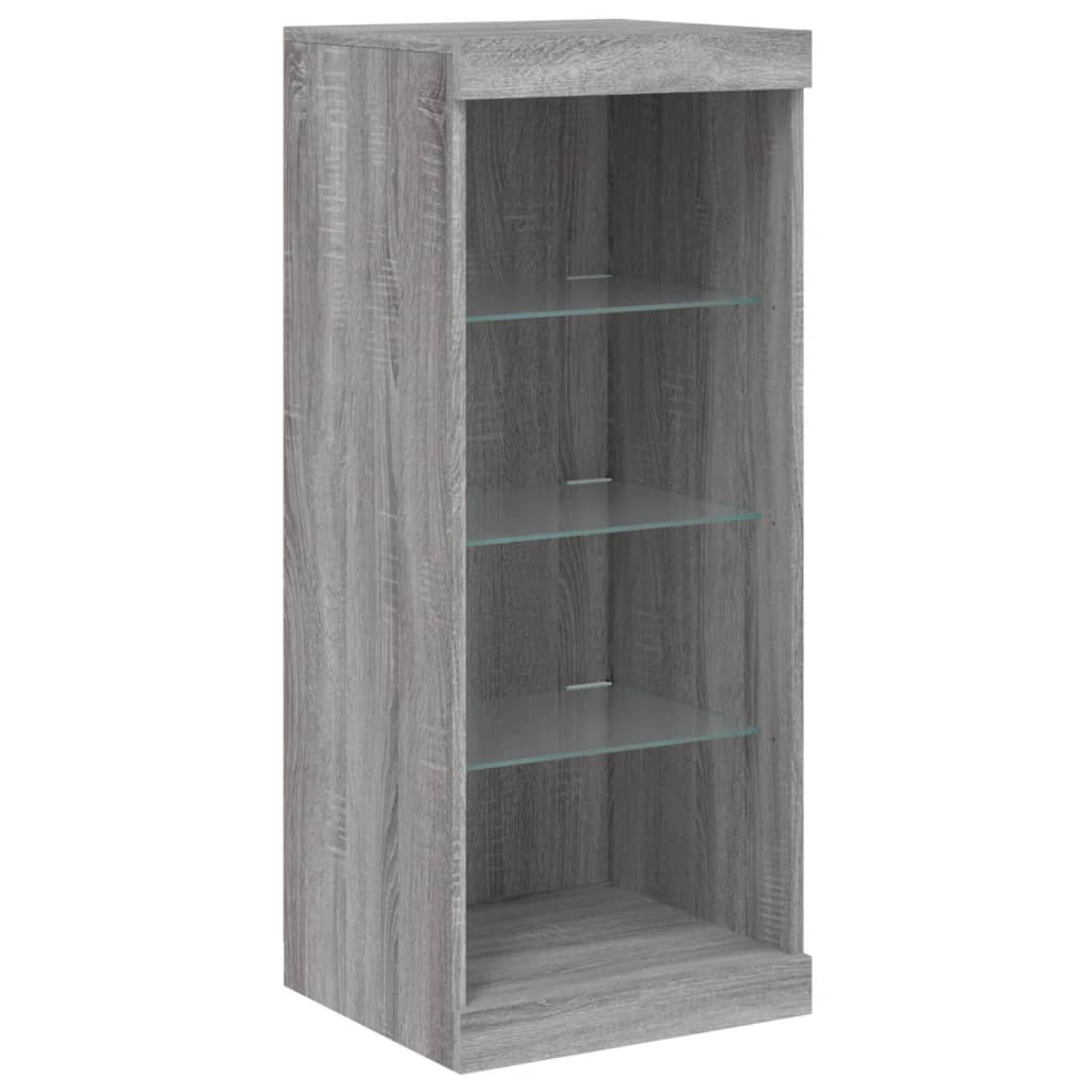 Sideboard with LED lights, grey oak, 162x37x100cm