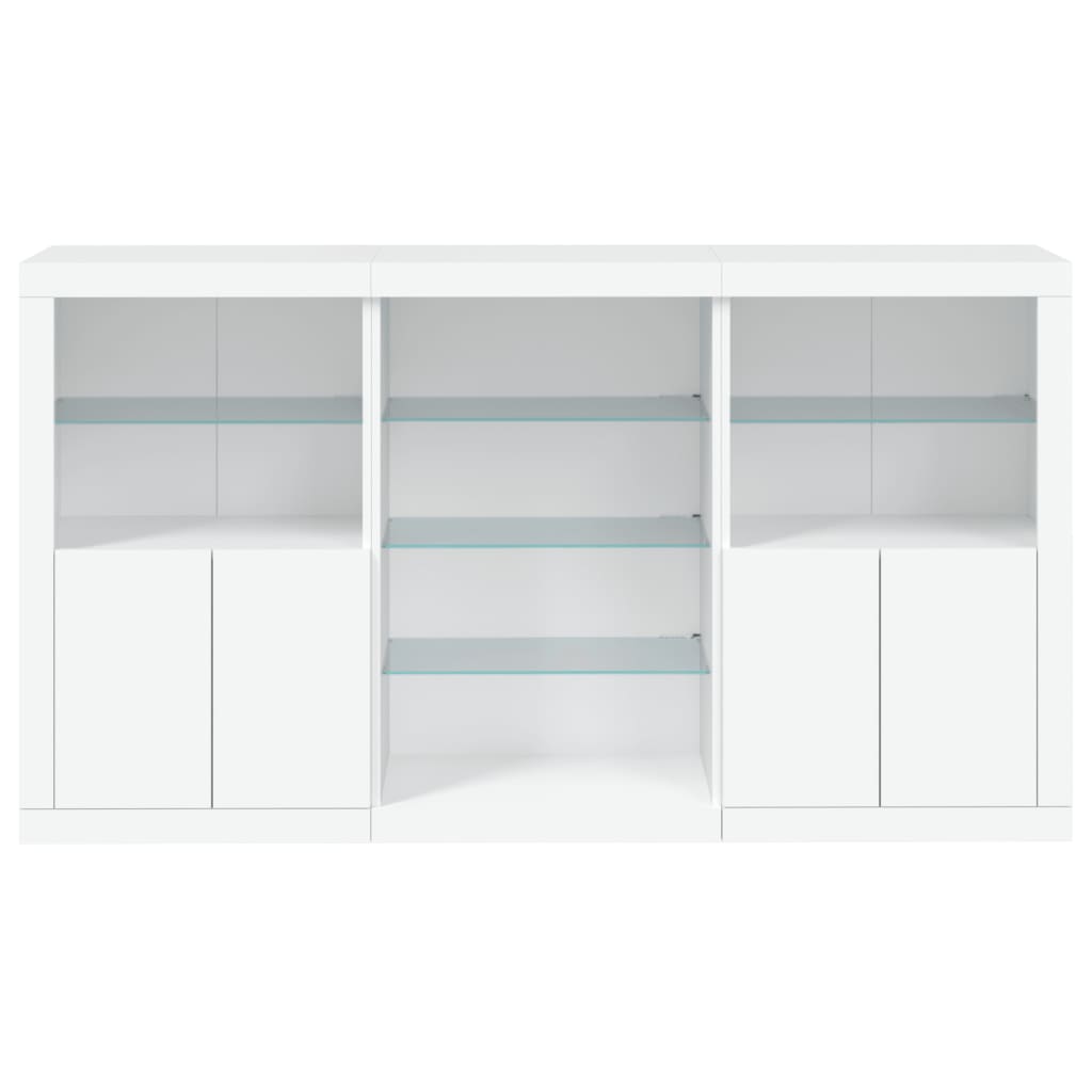Sideboard with LED lights, white, 181.5x37x100cm
