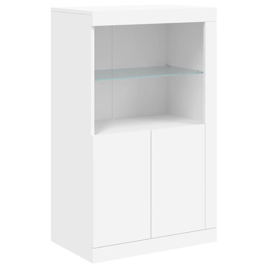Sideboard with LED lights, white, 181.5x37x100cm
