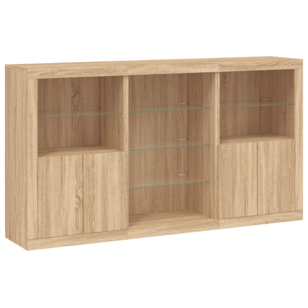 Sānu skapītis ar LED apgaismojumu, ozolkoka, 181,5x37x100 cm