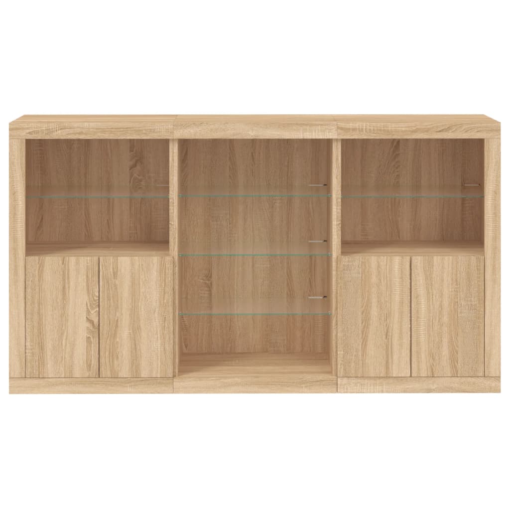 Sānu skapītis ar LED apgaismojumu, ozolkoka, 181,5x37x100 cm