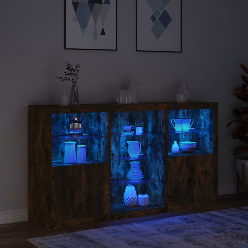 Kumode ar LED gaismām, dūmu krāsa, 181,5x37x100 cm
