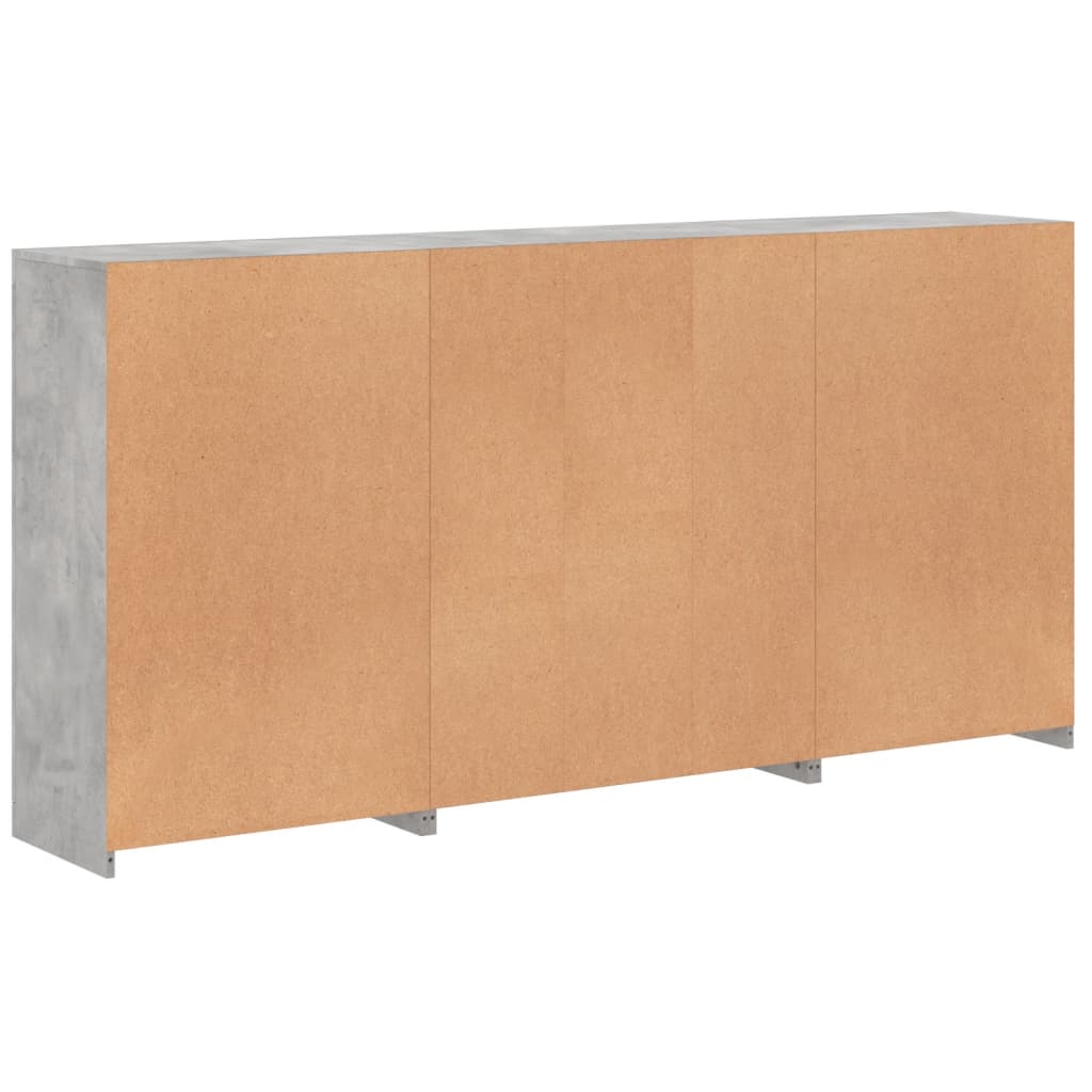 Sideboard with LED Lights, Concrete Grey, 202x37x100cm