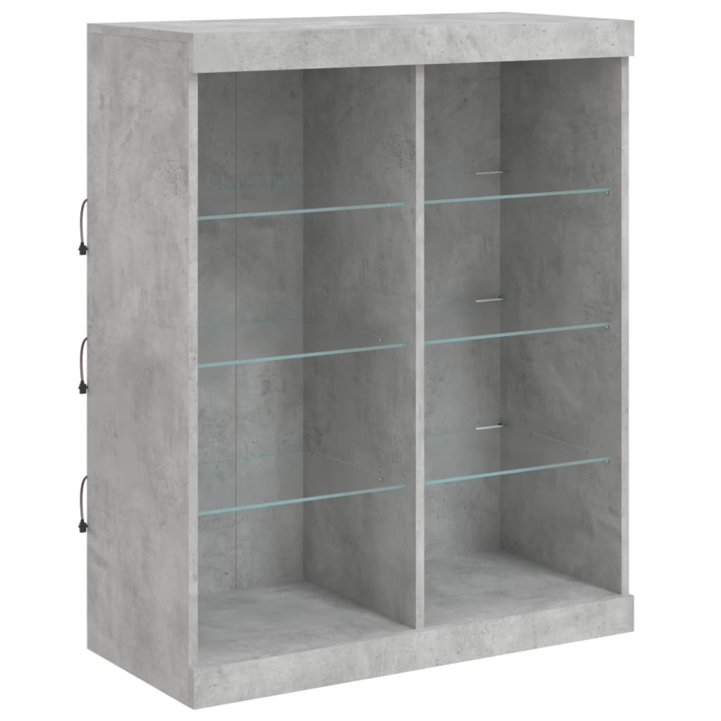 Sideboard with LED Lights, Concrete Grey, 202x37x100cm