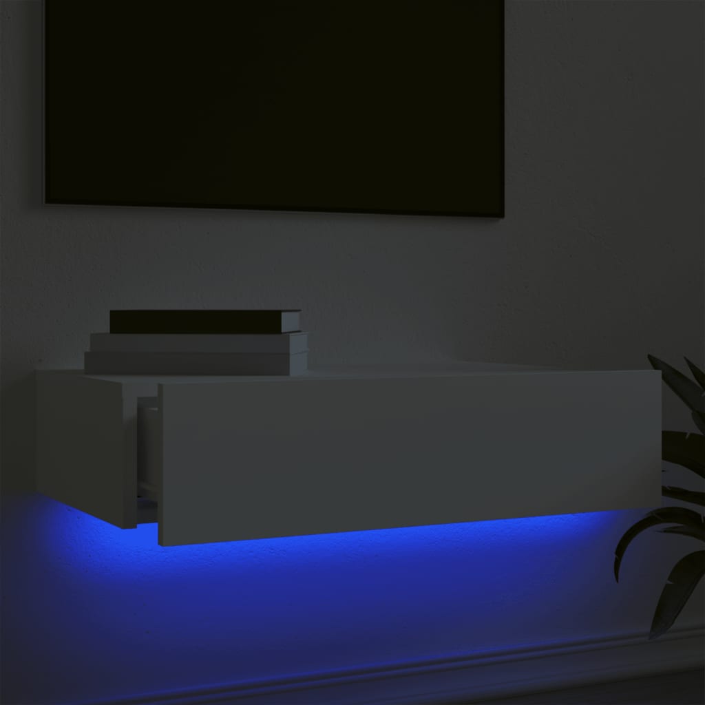 TV skapītis ar LED apgaismojumu, balts, 60x35x15,5cm