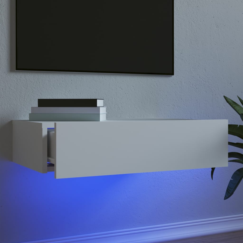 TV skapītis ar LED apgaismojumu, balts, 60x35x15,5cm