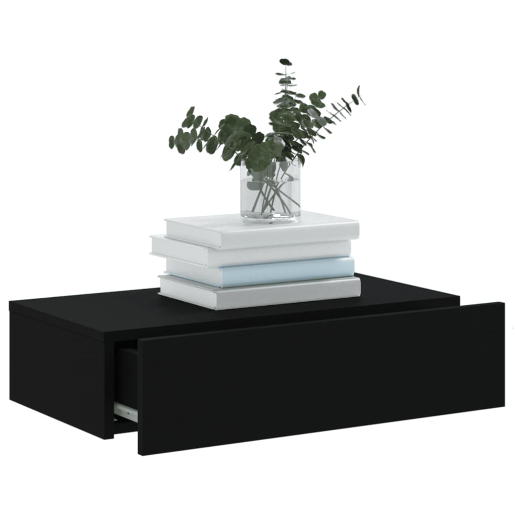 Televizoriaus spintelė su LED lemputėmis, juoda, 60x35x15,5cm